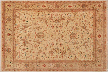 handmade Traditional Kafkaz Chobi Ziegler Tan Blue Hand Knotted RECTANGLE 100% WOOL area rug 9 x 11